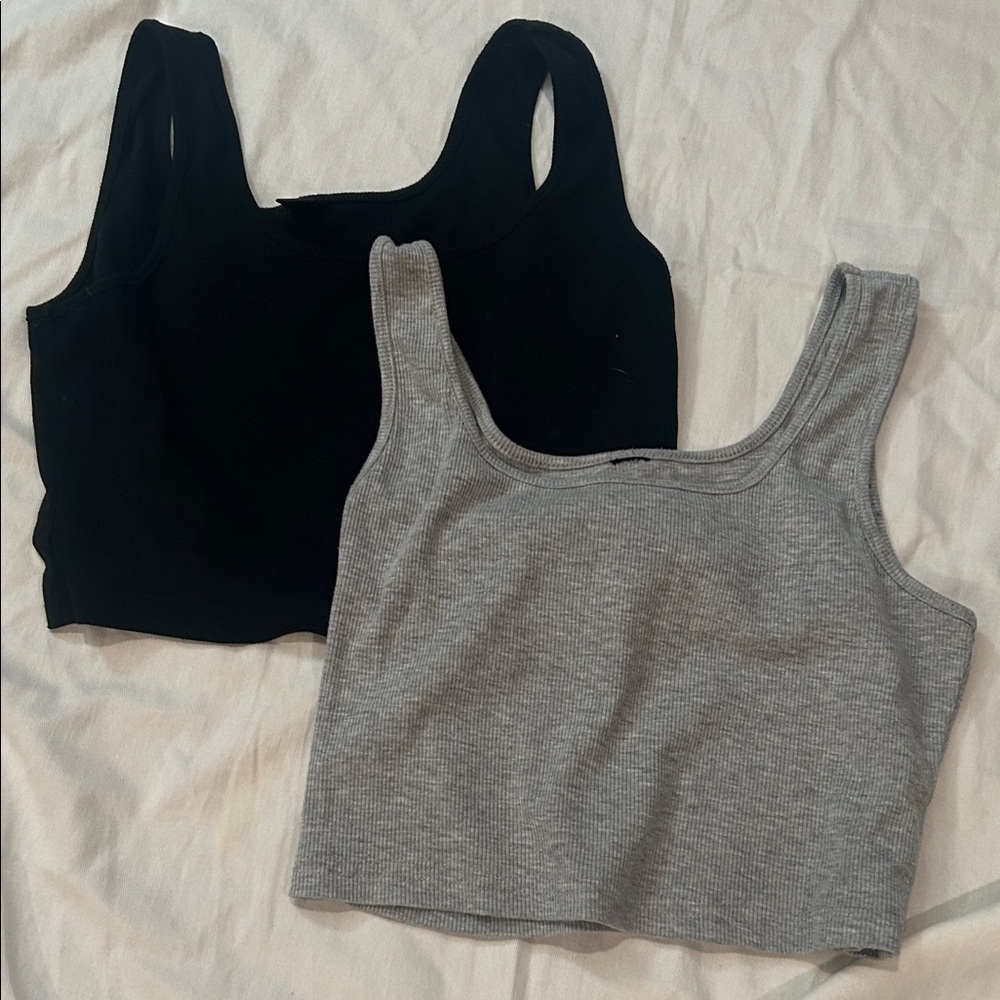 Set of 2 SHEIN Classic Black and Gray Tank Tops cropped sz Small